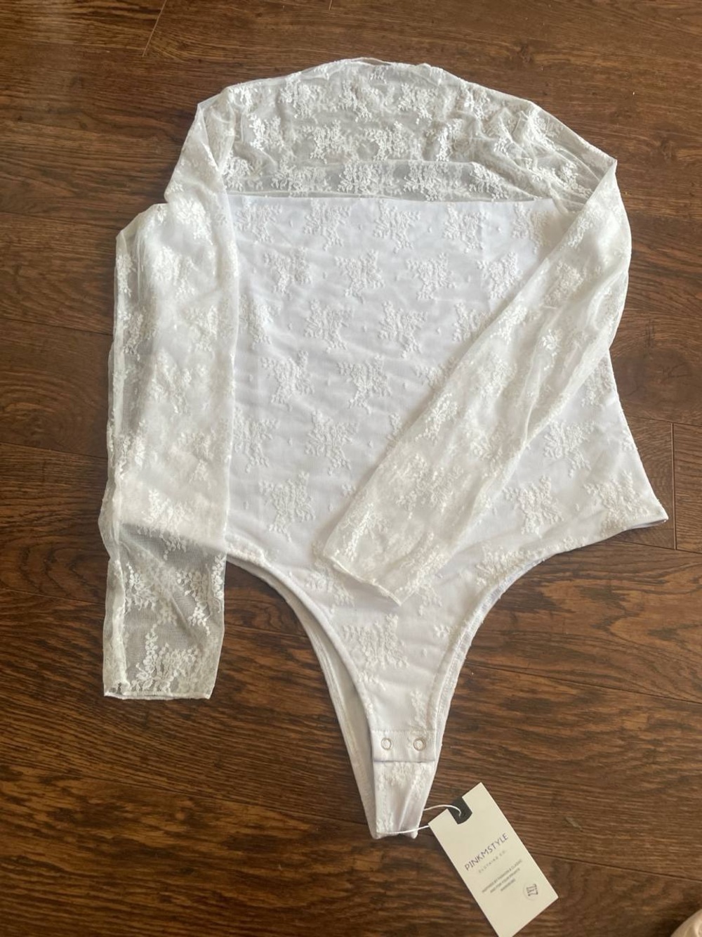 White Lace Long-Sleeve Bodysuit